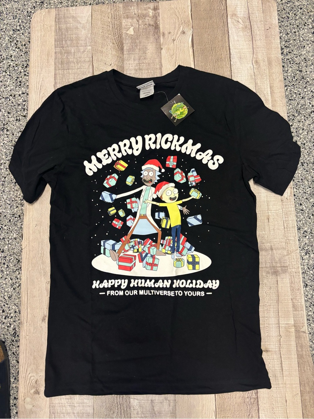 Nickelodeon Black Holiday Graphic Tee with Festive Cartoon Print